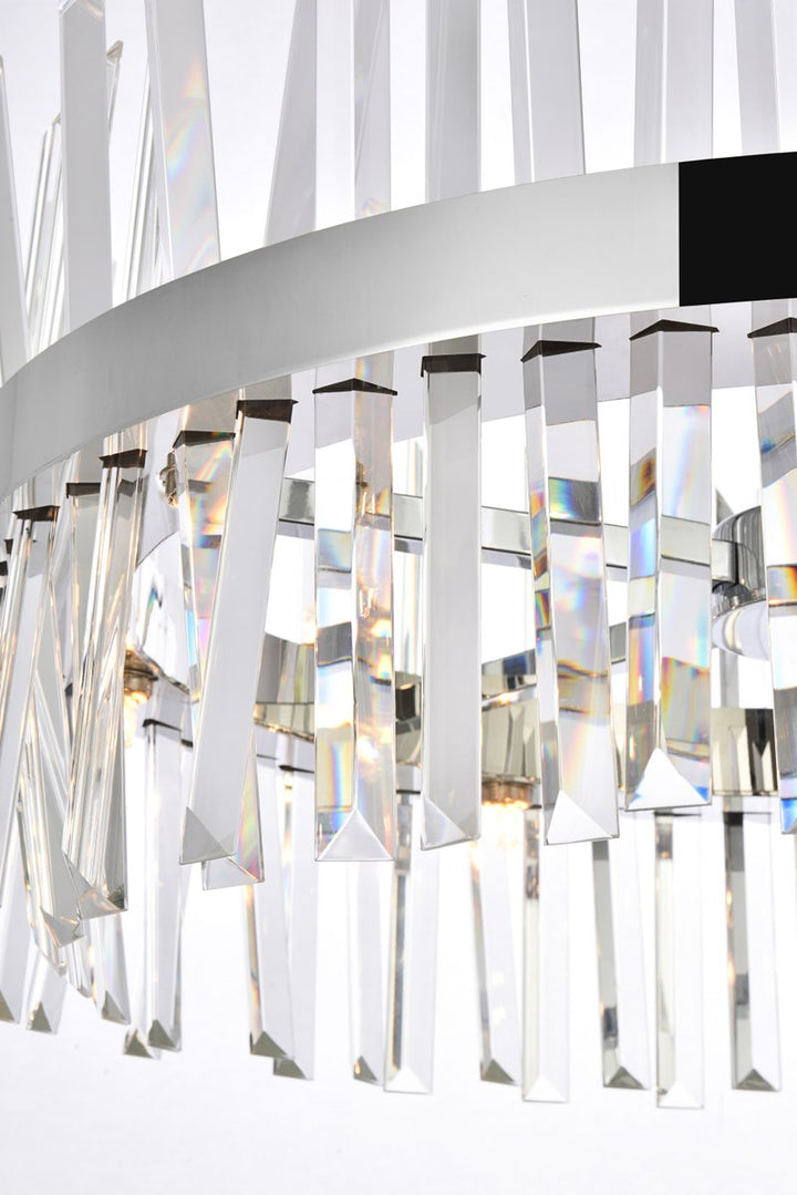 25 Inch Crystal Round Pendant Light In Chrome