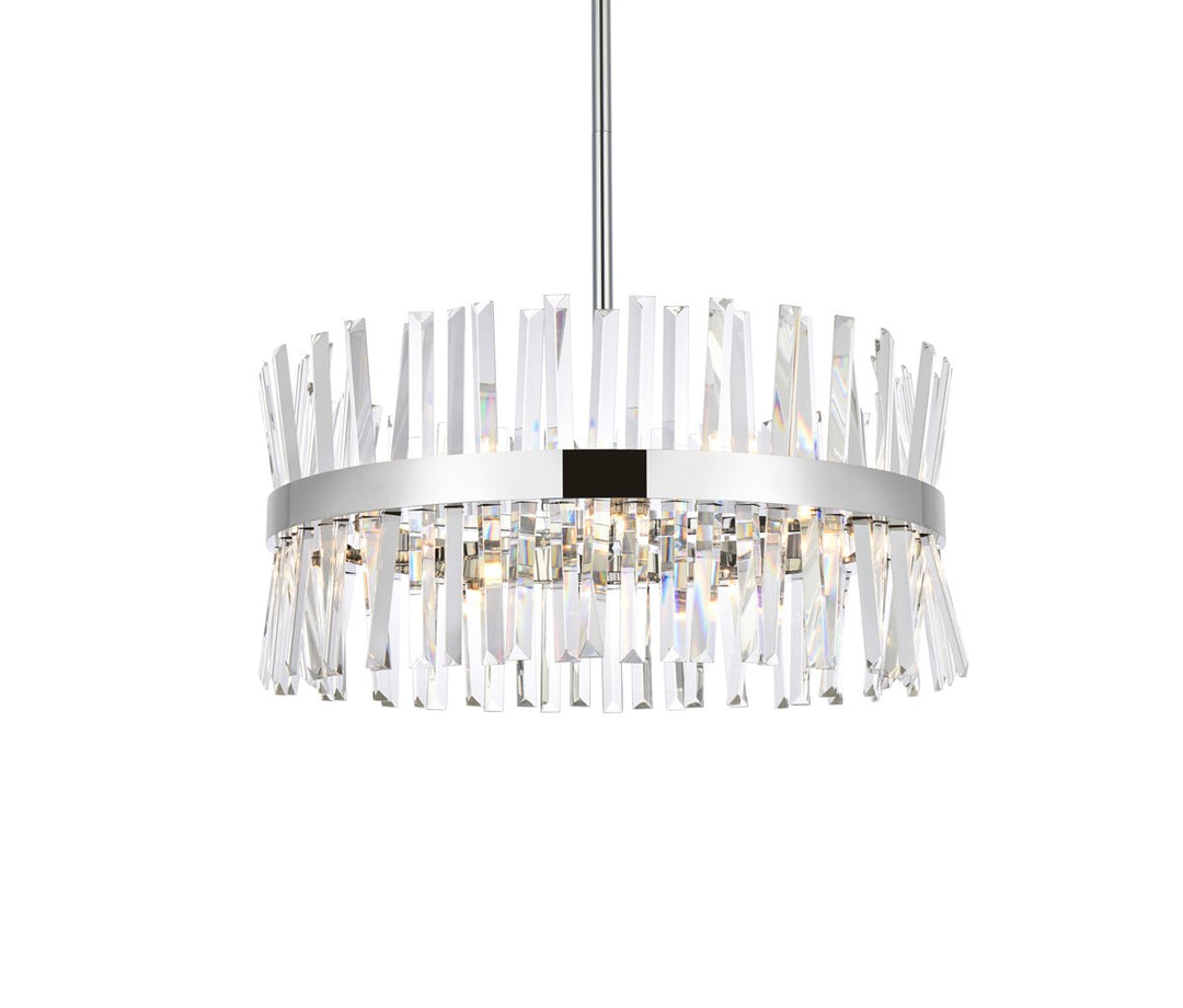 25 Inch Crystal Round Pendant Light In Chrome
