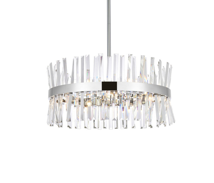 25 Inch Crystal Round Pendant Light In Chrome