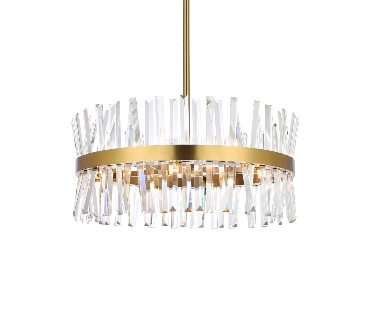 25 Inch Crystal Round Pendant Light In Satin Gold