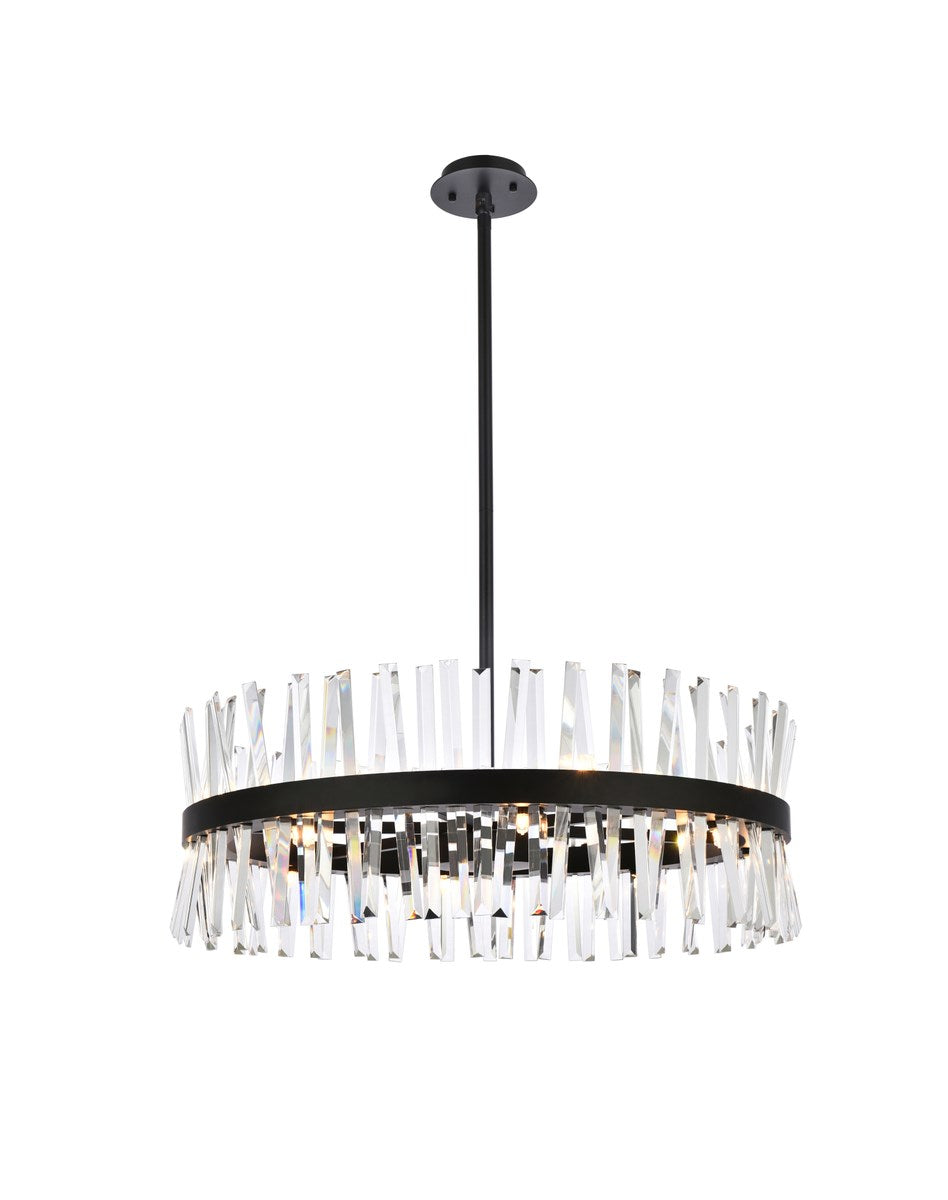32 Inch Crystal Round Chandelier Light In Black by Elegant Lighting