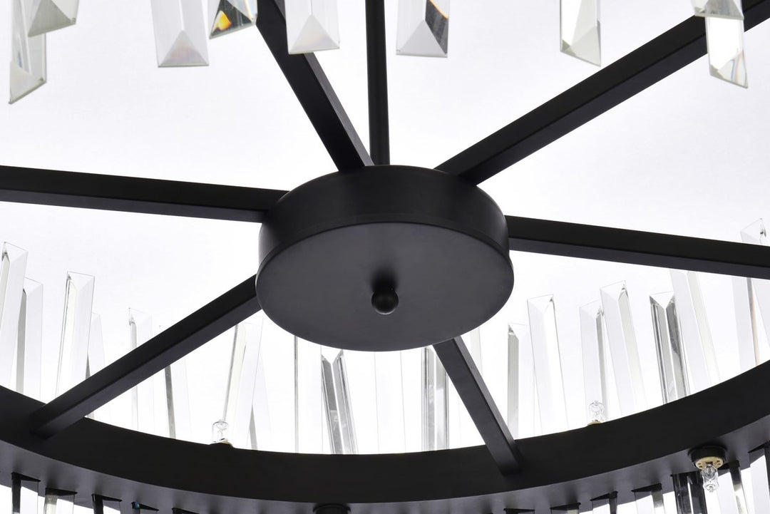 32 Inch Crystal Round Chandelier Light In Black
