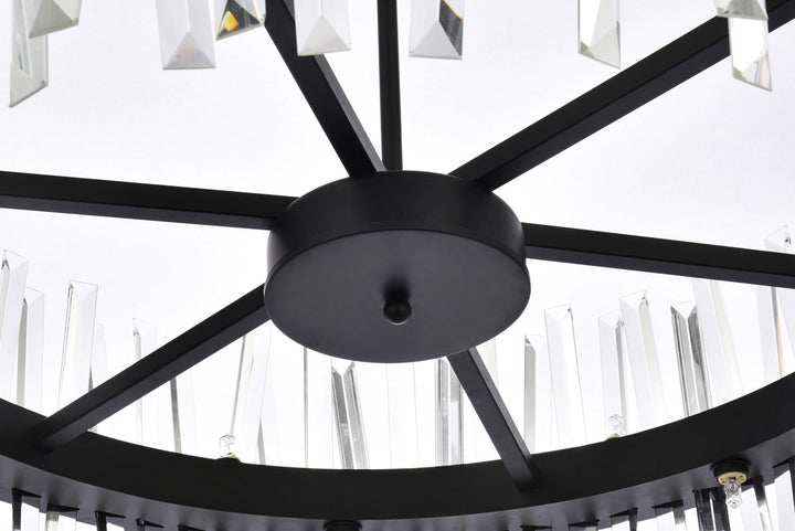 32 Inch Crystal Round Chandelier Light In Black