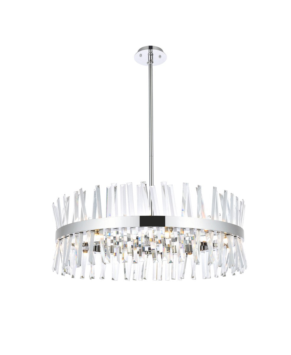 32 Inch Crystal Round Chandelier Light In Chrome by Elegant Lighting