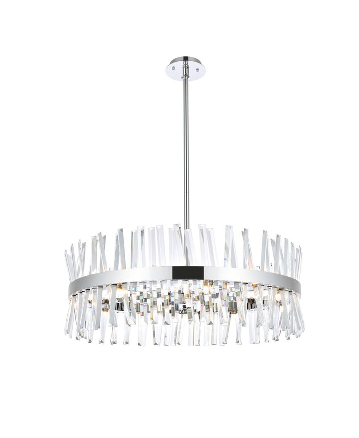32 Inch Crystal Round Chandelier Light In Chrome by Elegant Lighting