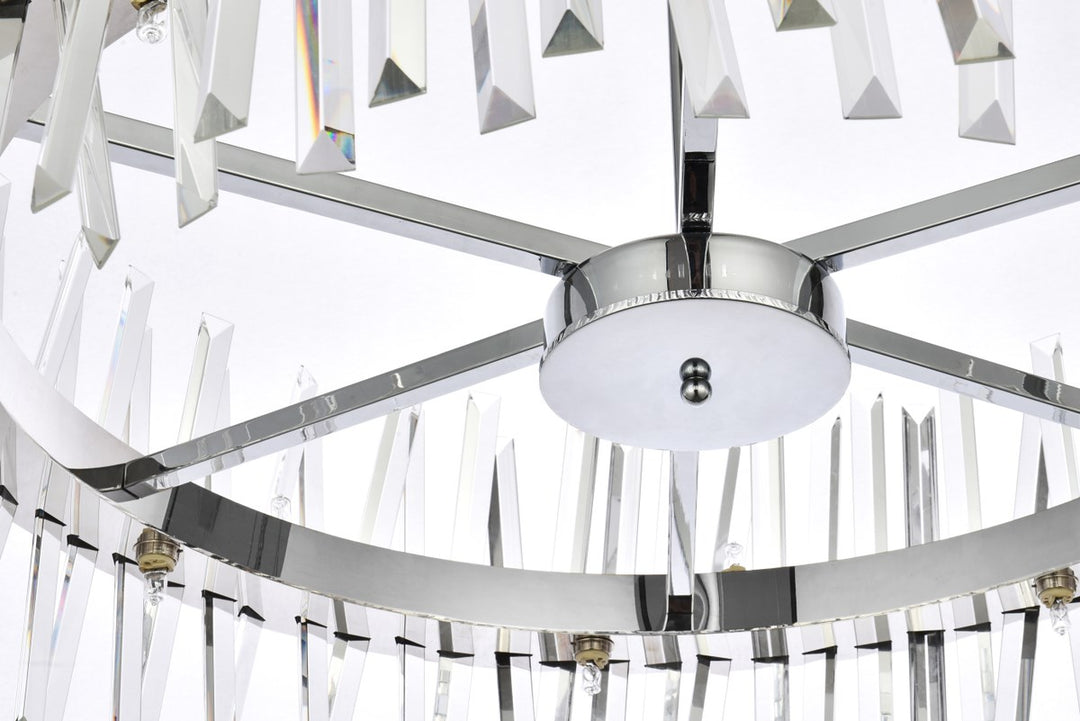 32 Inch Crystal Round Chandelier Light In Chrome
