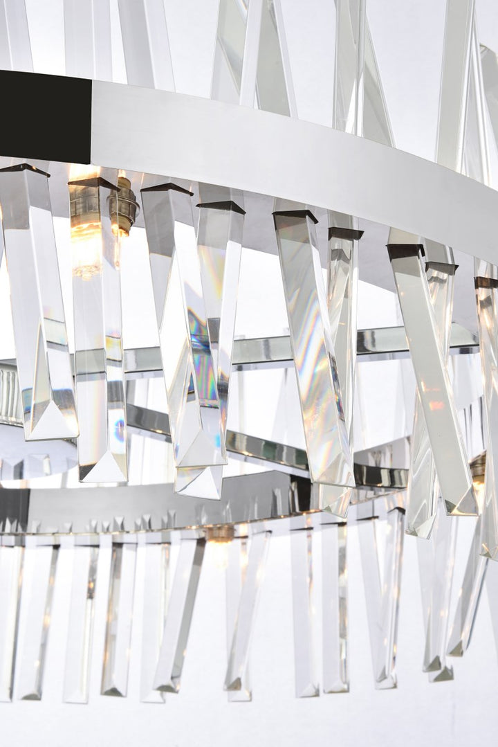 32 Inch Crystal Round Chandelier Light In Chrome