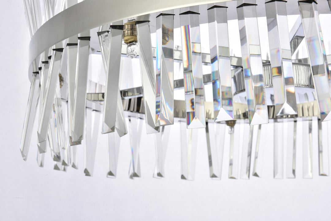 32 Inch Crystal Round Chandelier Light In Chrome
