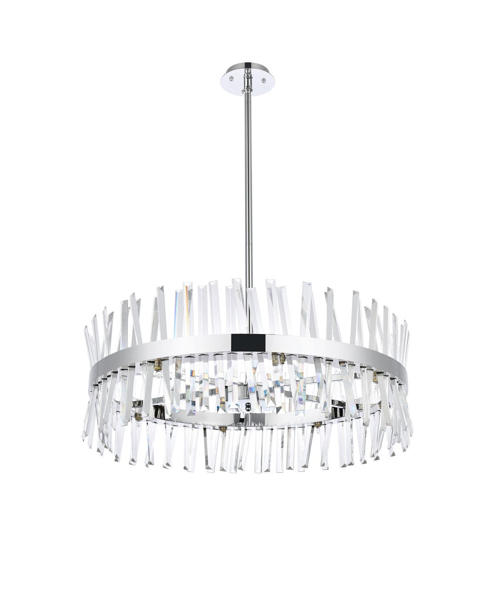 32 Inch Crystal Round Chandelier Light In Chrome