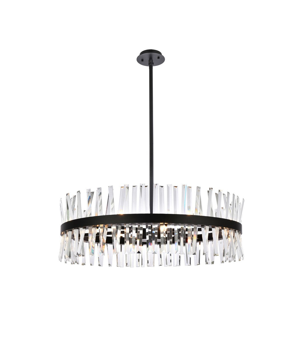 36 Inch Crystal Round Chandelier Light In Black by Elegant Lighting