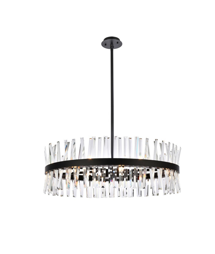 36 Inch Crystal Round Chandelier Light In Black by Elegant Lighting