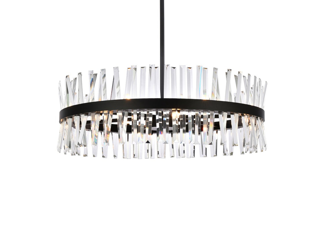 36 Inch Crystal Round Chandelier Light In Black