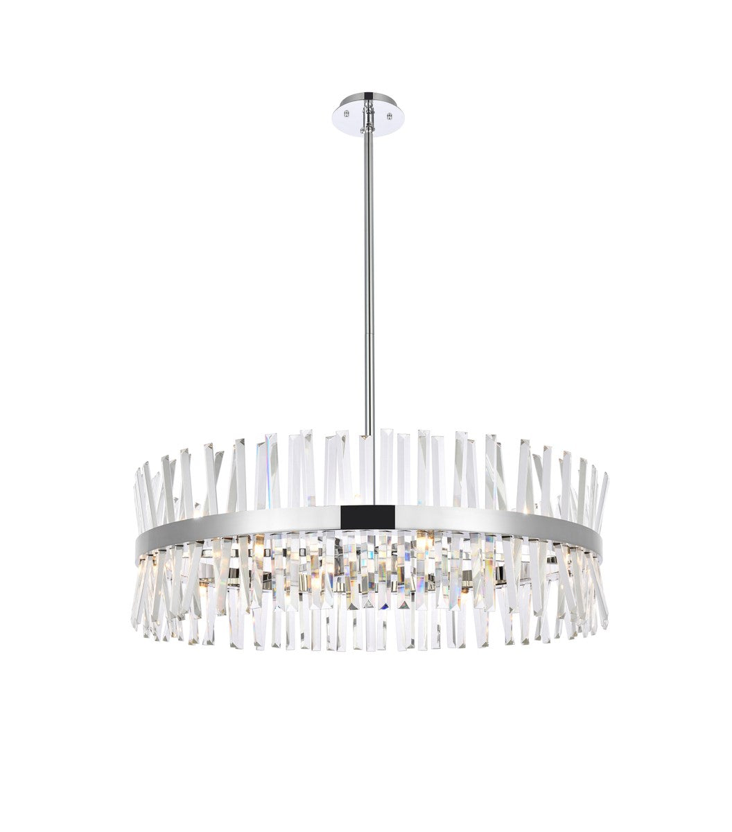 36 Inch Crystal Round Chandelier Light In Chrome by Elegant Lighting