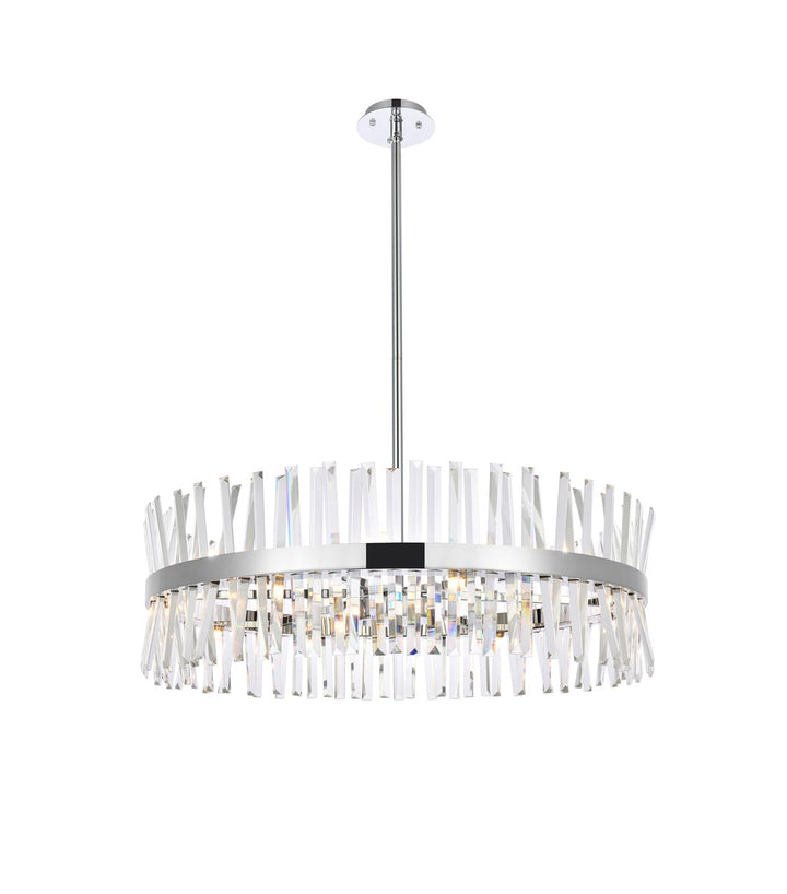 36 Inch Crystal Round Chandelier Light In Chrome by Elegant Lighting