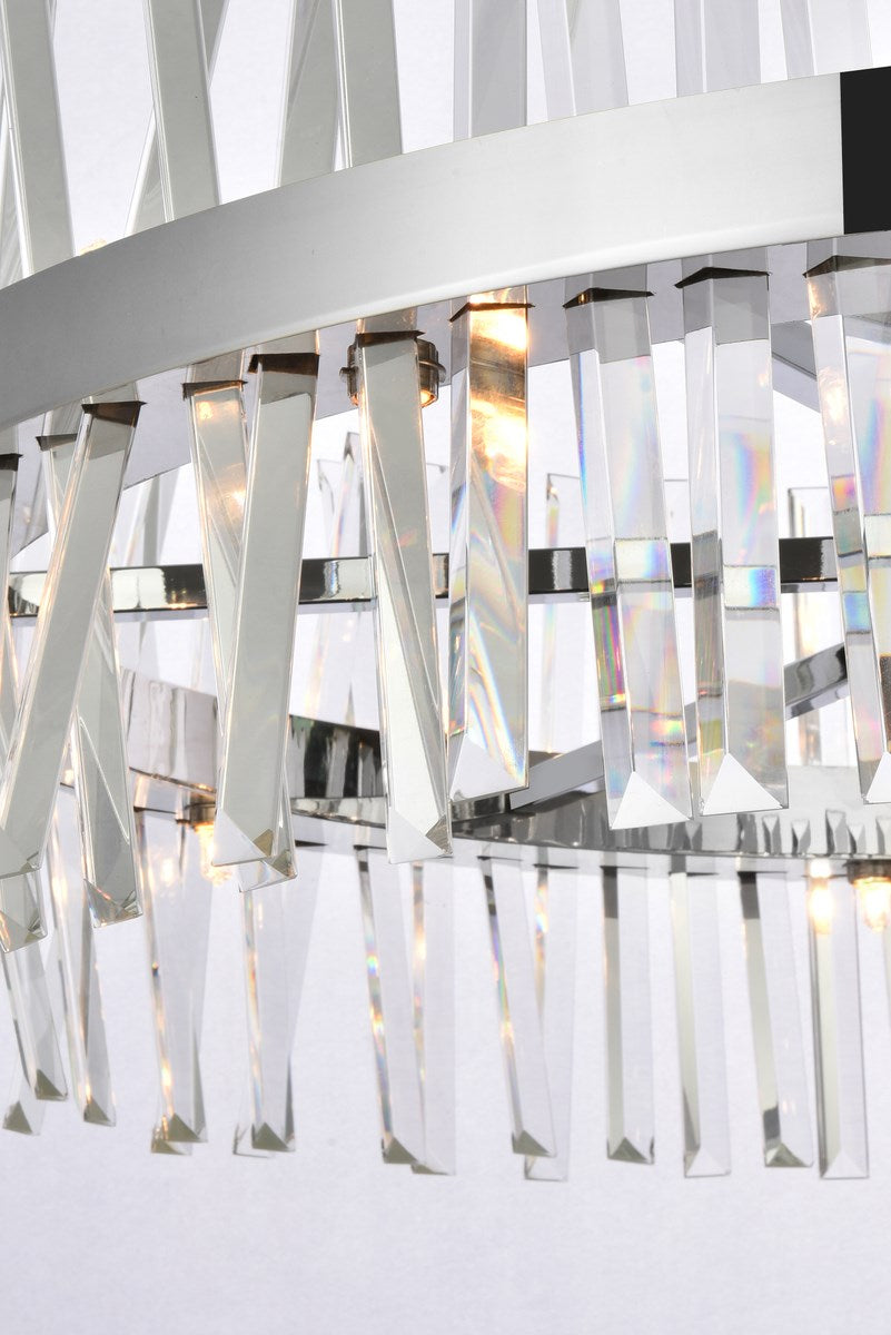36 Inch Crystal Round Chandelier Light In Chrome