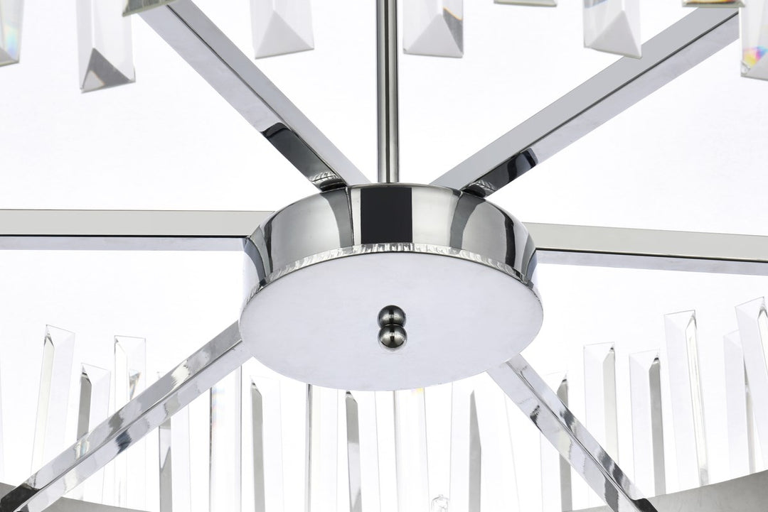36 Inch Crystal Round Chandelier Light In Chrome