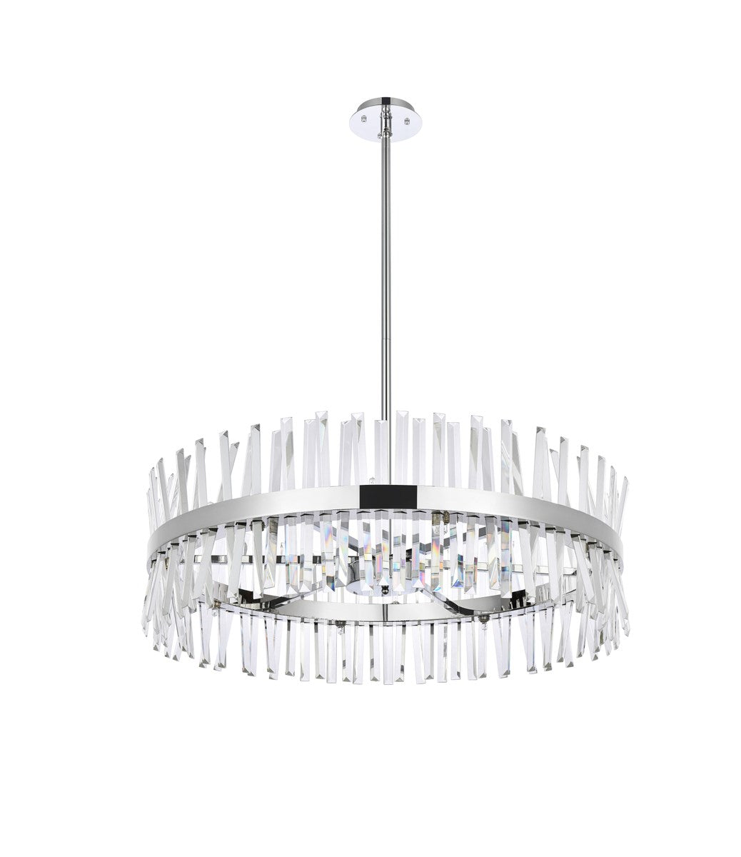 36 Inch Crystal Round Chandelier Light In Chrome
