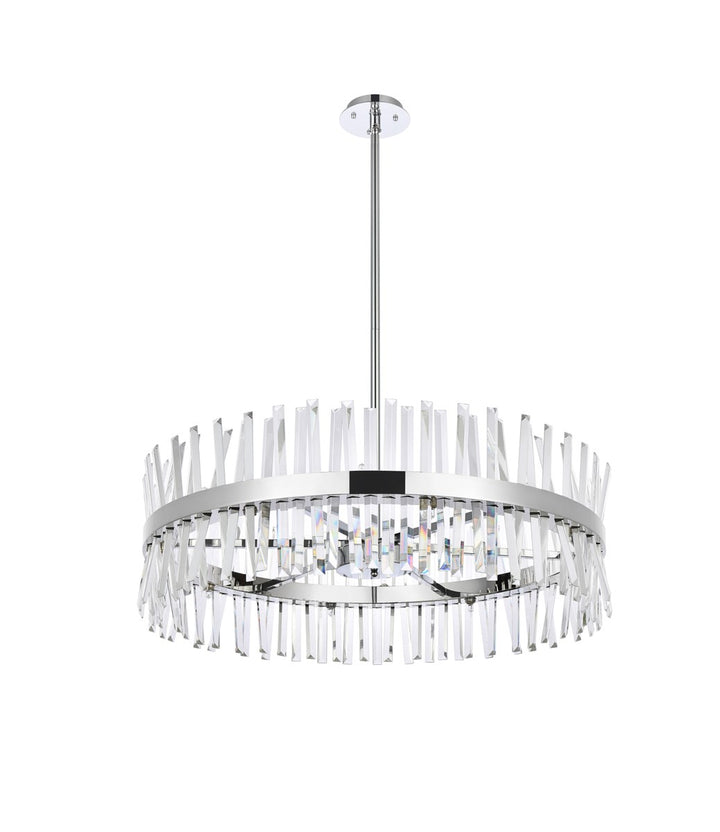 36 Inch Crystal Round Chandelier Light In Chrome