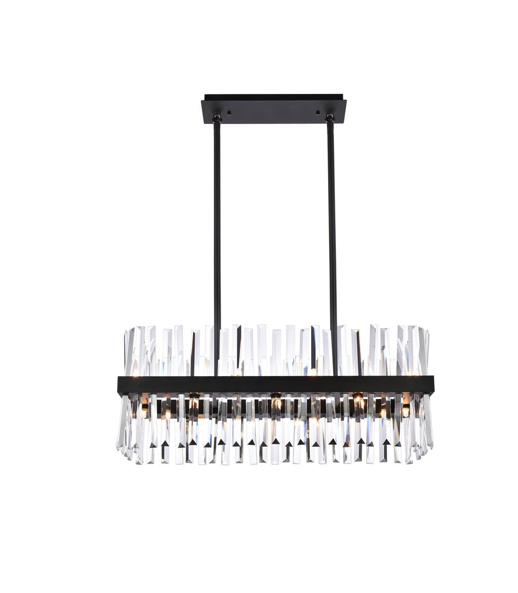 30 Inch Crystal Rectangle Chandelier Light In Black by Elegant Lighting