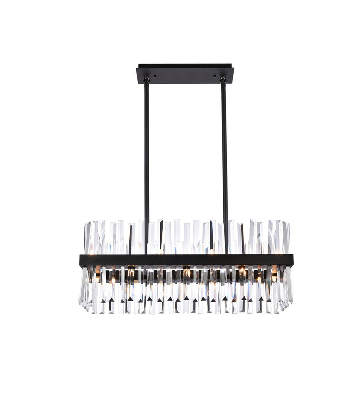 30 Inch Crystal Rectangle Chandelier Light In Black by Elegant Lighting