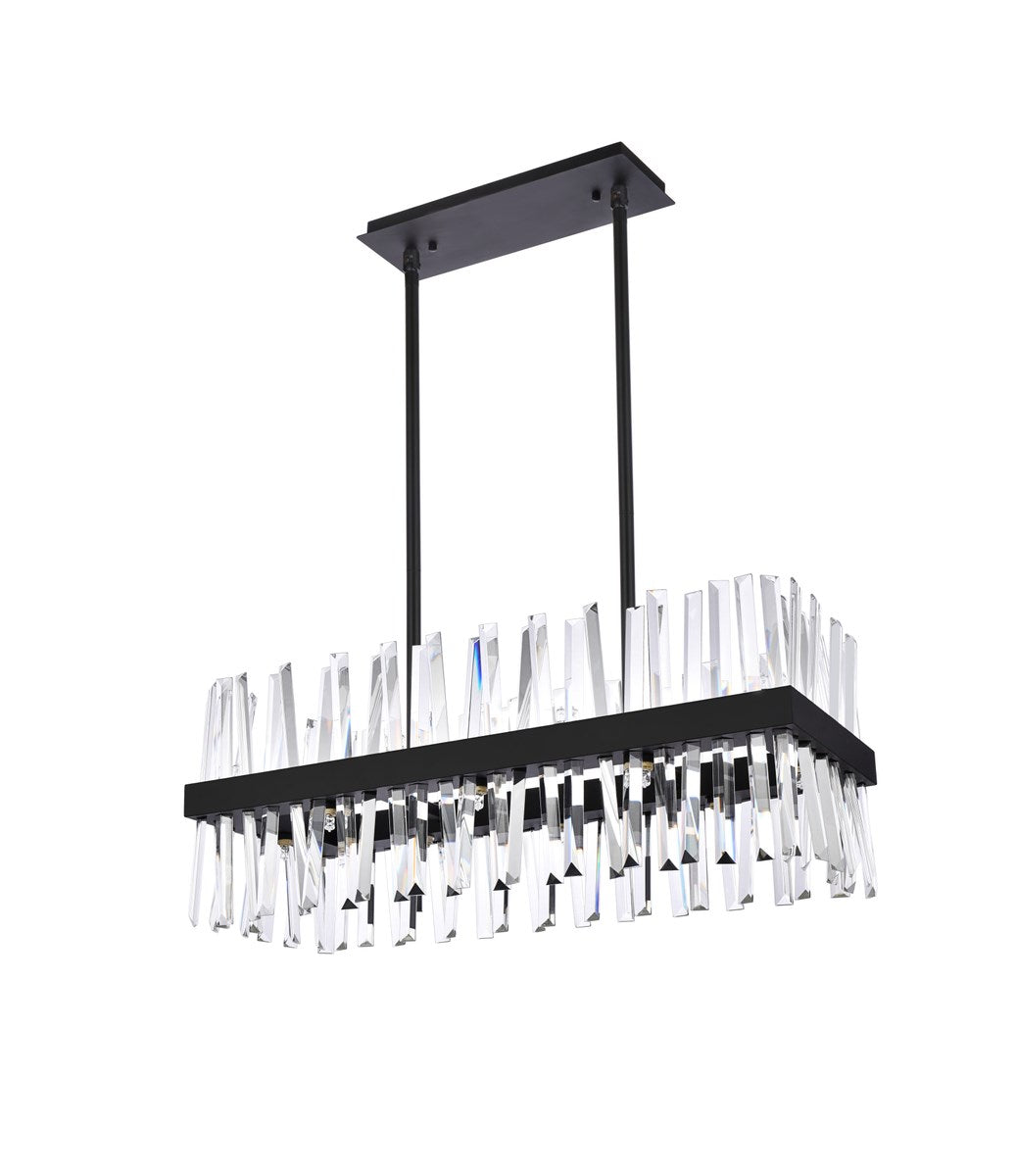 30 Inch Crystal Rectangle Chandelier Light In Black