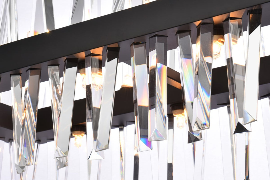 30 Inch Crystal Rectangle Chandelier Light In Black