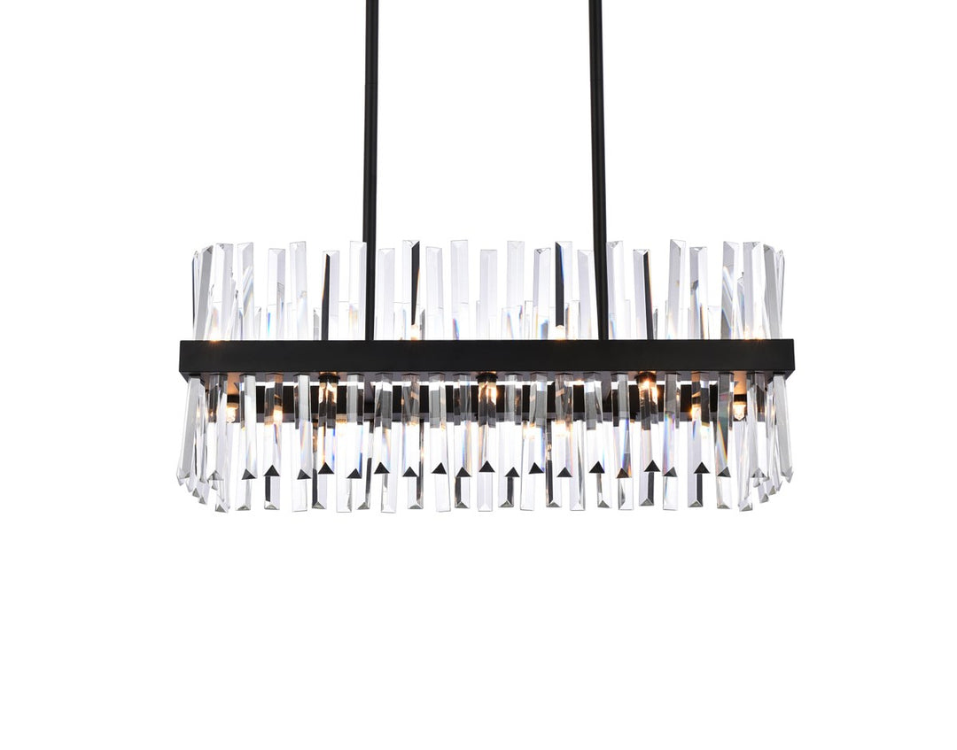 30 Inch Crystal Rectangle Chandelier Light In Black