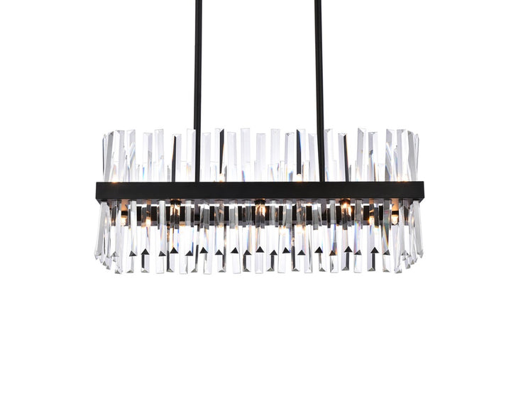 30 Inch Crystal Rectangle Chandelier Light In Black