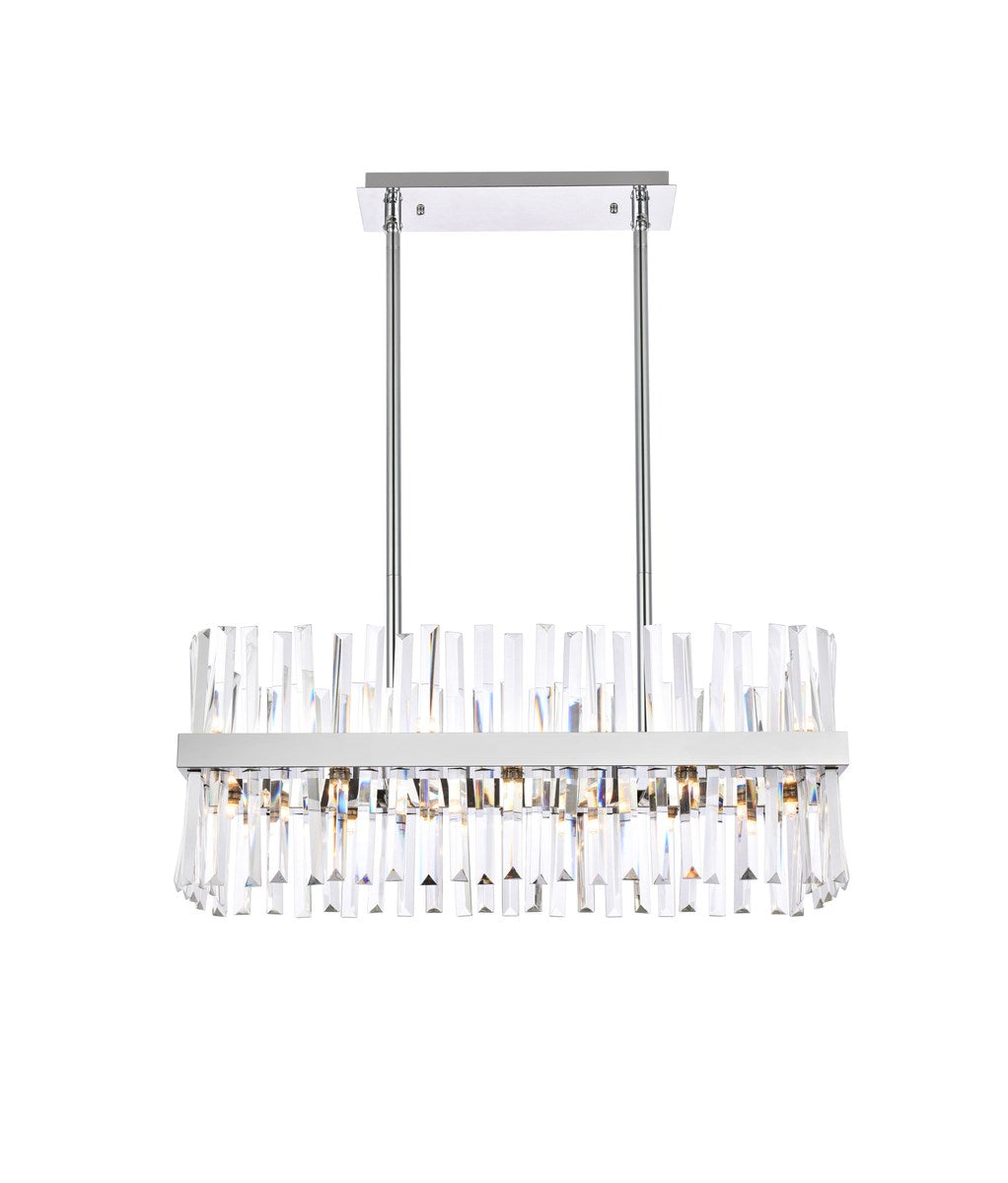 30 Inch Crystal Rectangle Chandelier Light In Chrome by Elegant Lighting