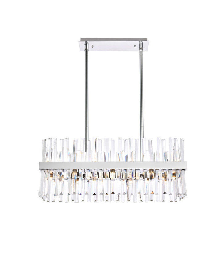 30 Inch Crystal Rectangle Chandelier Light In Chrome by Elegant Lighting
