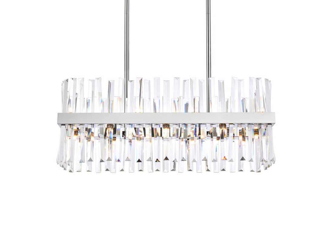 30 Inch Crystal Rectangle Chandelier Light In Chrome