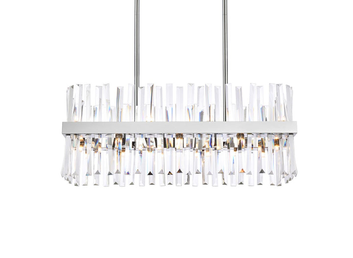 30 Inch Crystal Rectangle Chandelier Light In Chrome