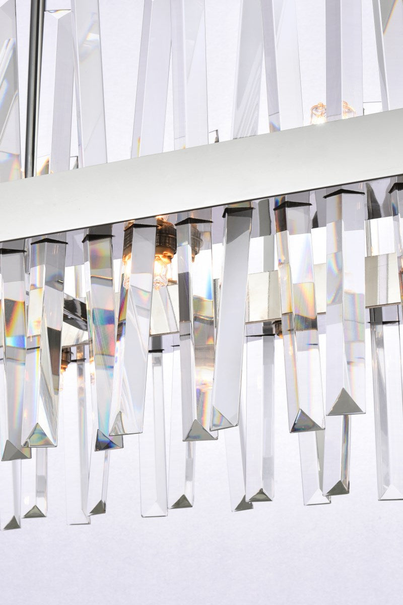 30 Inch Crystal Rectangle Chandelier Light In Chrome