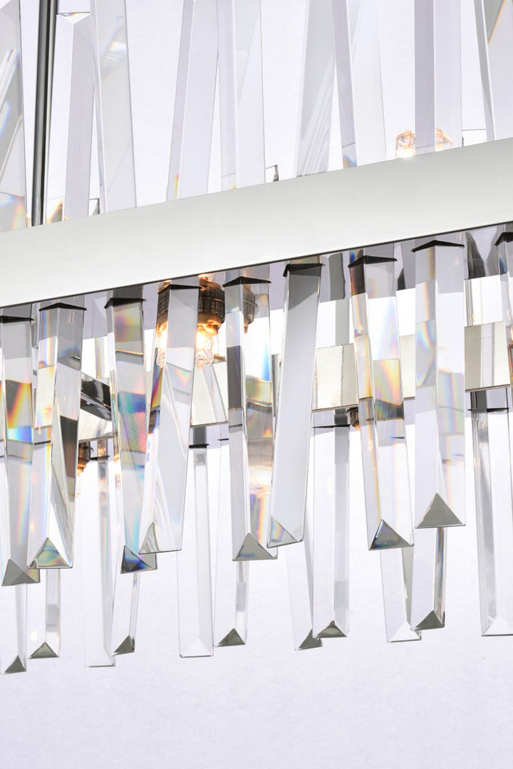 30 Inch Crystal Rectangle Chandelier Light In Chrome