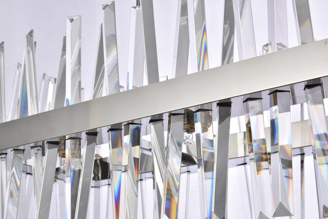 30 Inch Crystal Rectangle Chandelier Light In Chrome