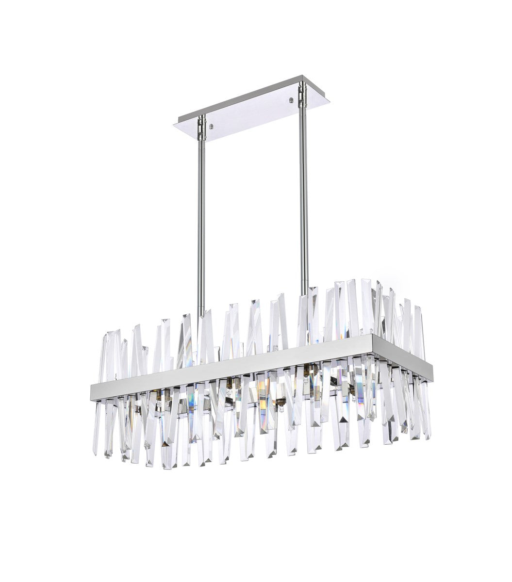 30 Inch Crystal Rectangle Chandelier Light In Chrome