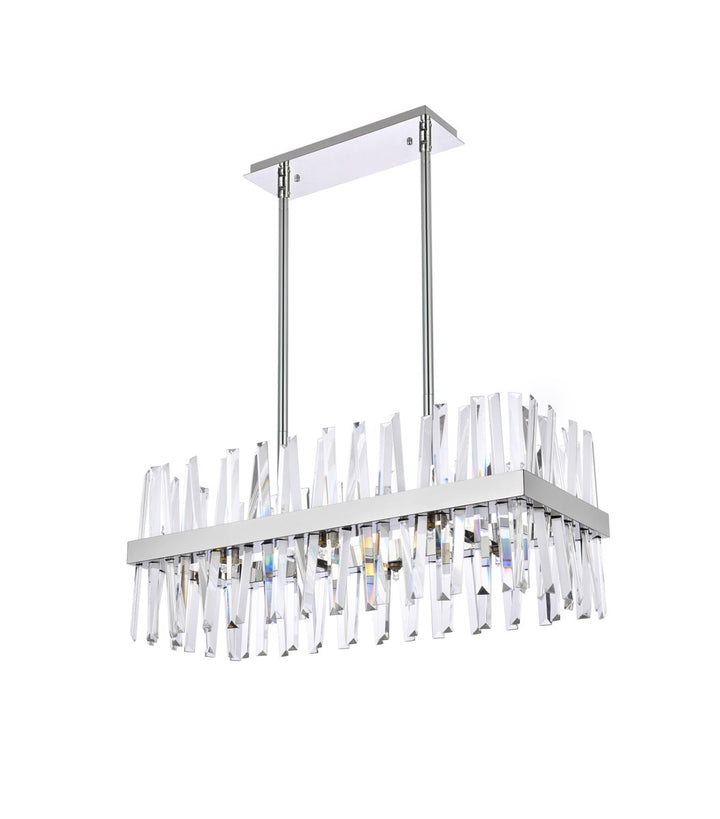 30 Inch Crystal Rectangle Chandelier Light In Chrome