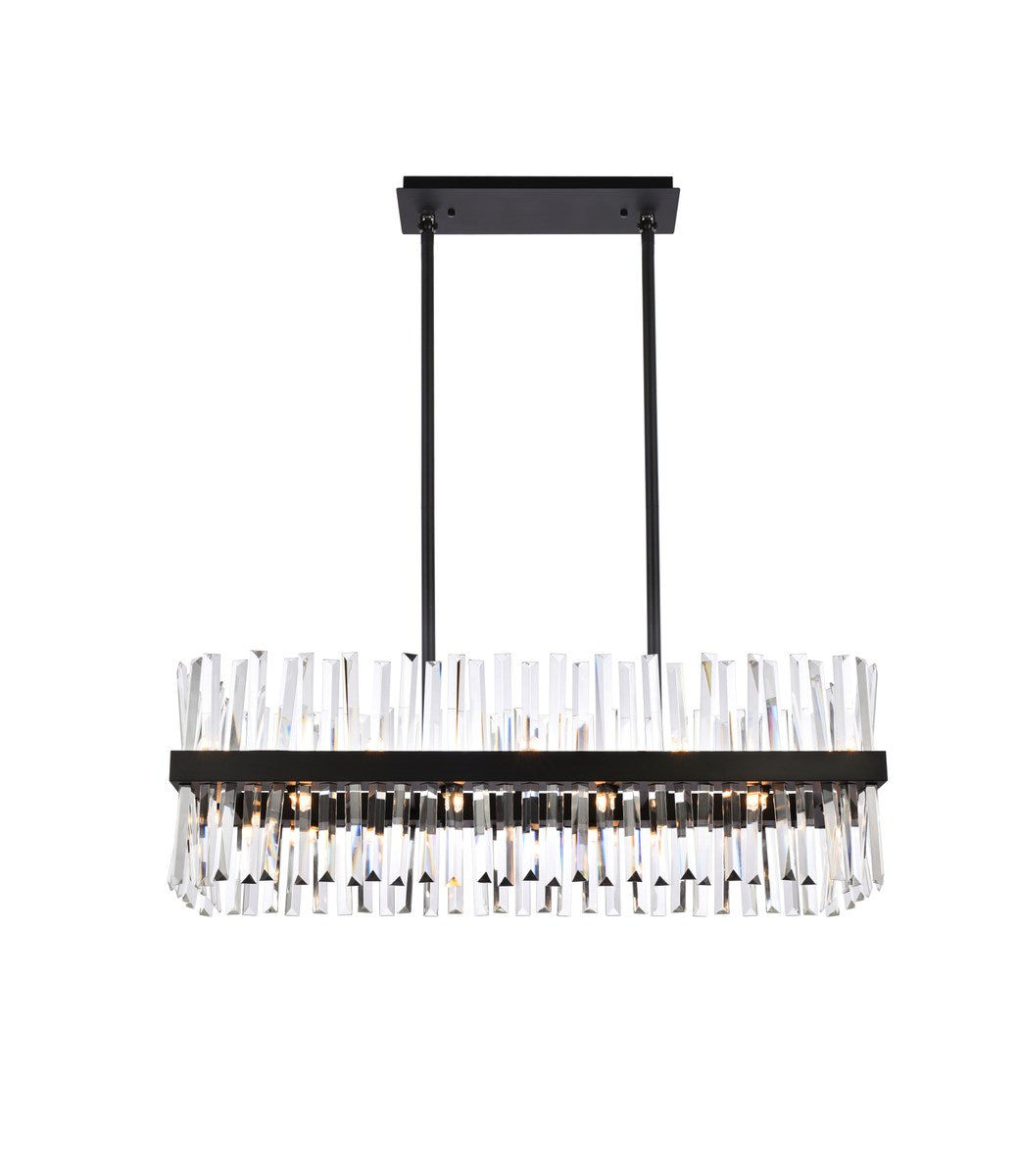 36 Inch Crystal Rectangle Chandelier Light In Black by Elegant Lighting