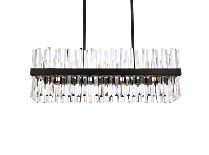 36 Inch Crystal Rectangle Chandelier Light In Black