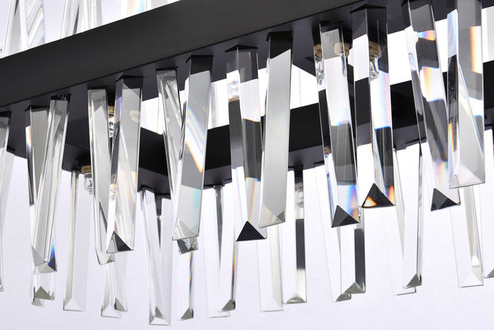 36 Inch Crystal Rectangle Chandelier Light In Black