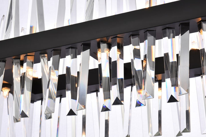 36 Inch Crystal Rectangle Chandelier Light In Black