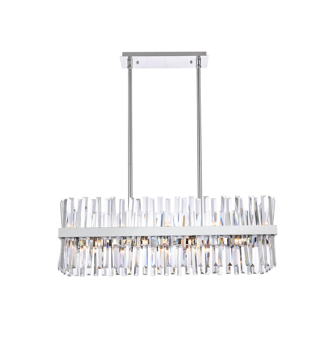 36 Inch Crystal Rectangle Chandelier Light In Chrome by Elegant Lighting