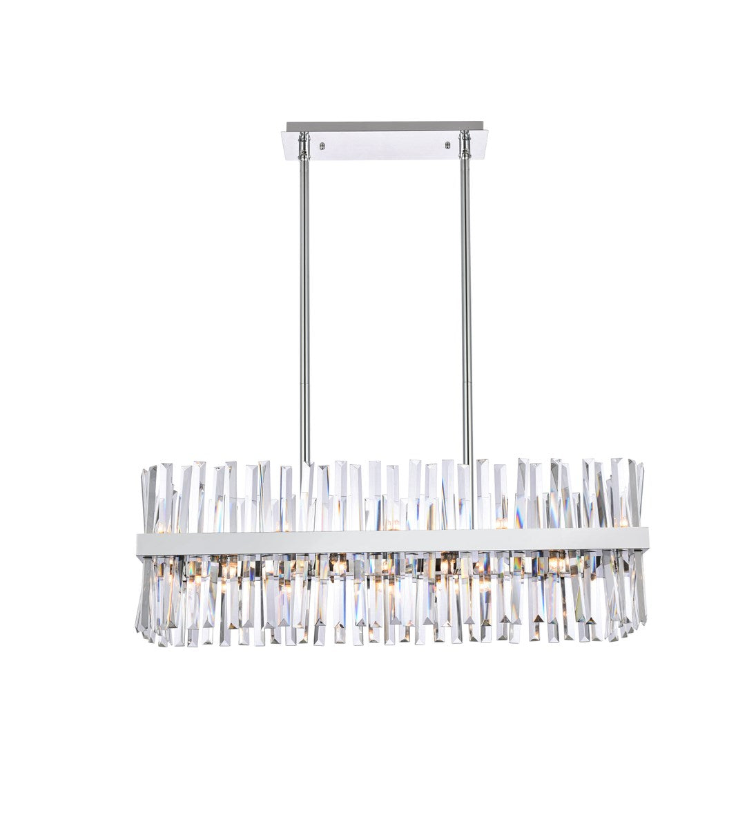 36 Inch Crystal Rectangle Chandelier Light In Chrome by Elegant Lighting