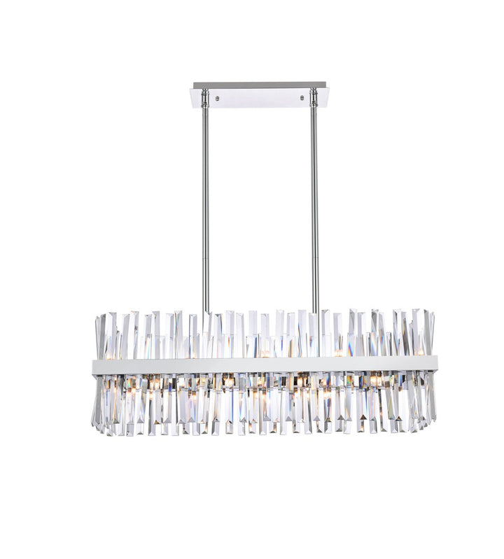 36 Inch Crystal Rectangle Chandelier Light In Chrome by Elegant Lighting