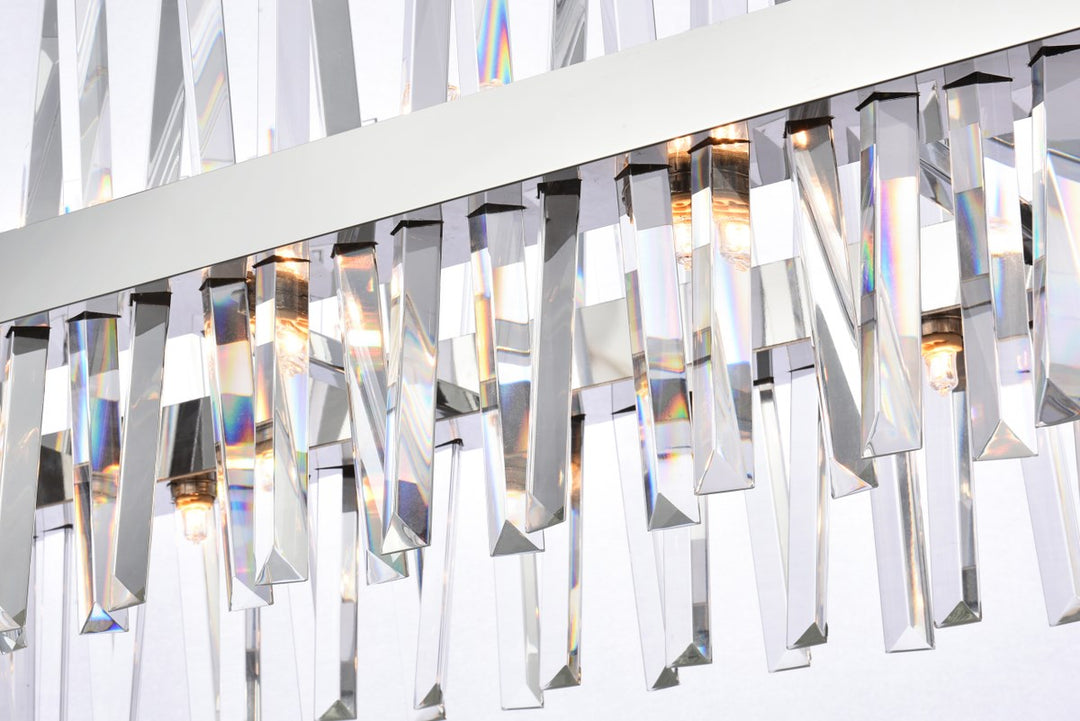 36 Inch Crystal Rectangle Chandelier Light In Chrome