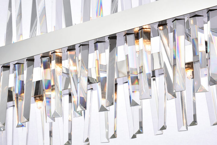 36 Inch Crystal Rectangle Chandelier Light In Chrome