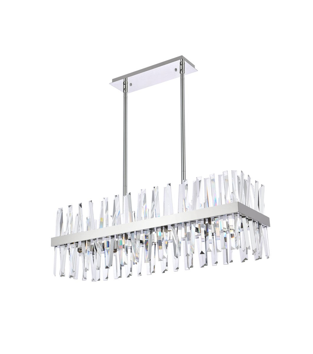 36 Inch Crystal Rectangle Chandelier Light In Chrome
