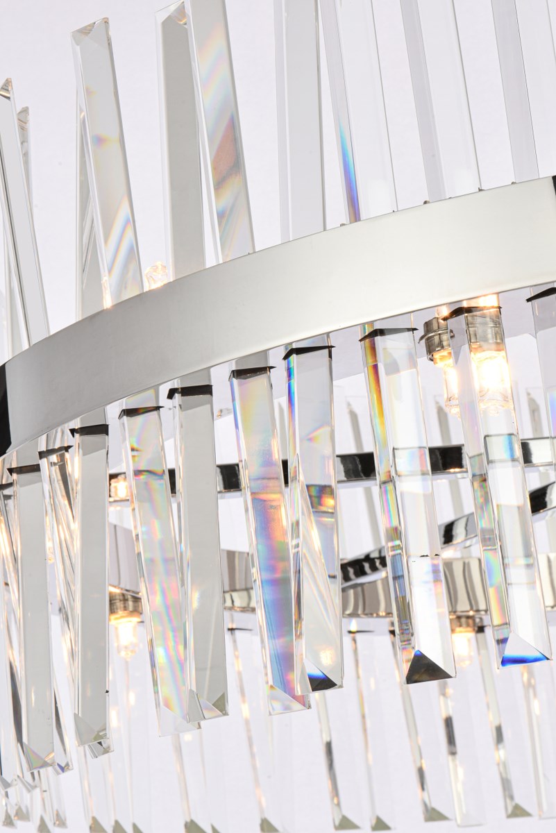 36 Inch 3 Tiers Crystal Round Chandelier Light In Chrome
