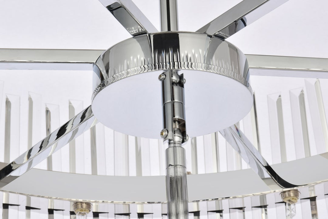 36 Inch 3 Tiers Crystal Round Chandelier Light In Chrome