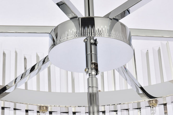 36 Inch 3 Tiers Crystal Round Chandelier Light In Chrome